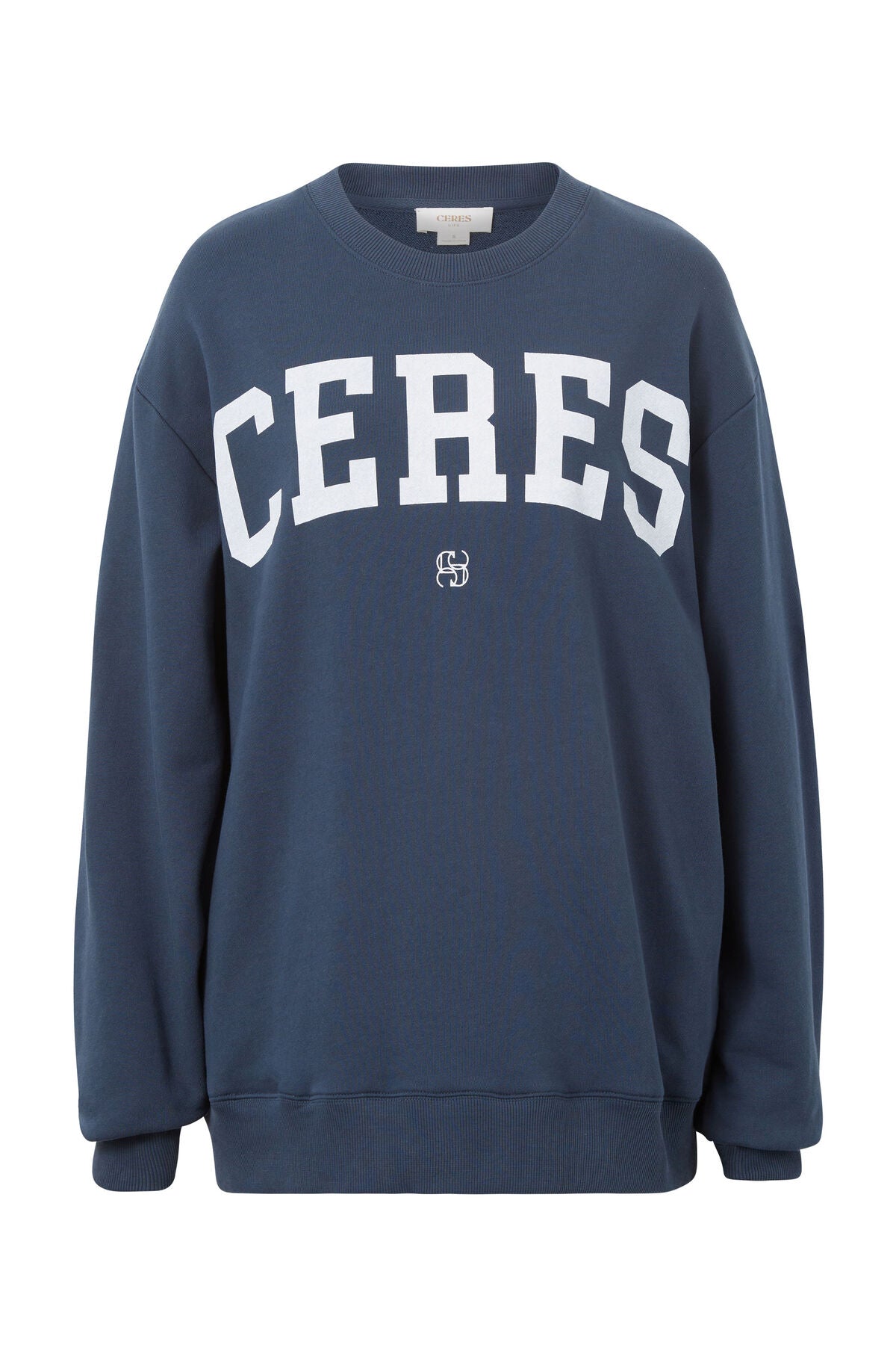 Oversized Slouchy Crew- Smoke Blue