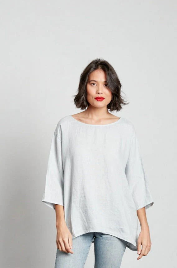 Loose Linen 3/4 Sleeve Top - Tobacco