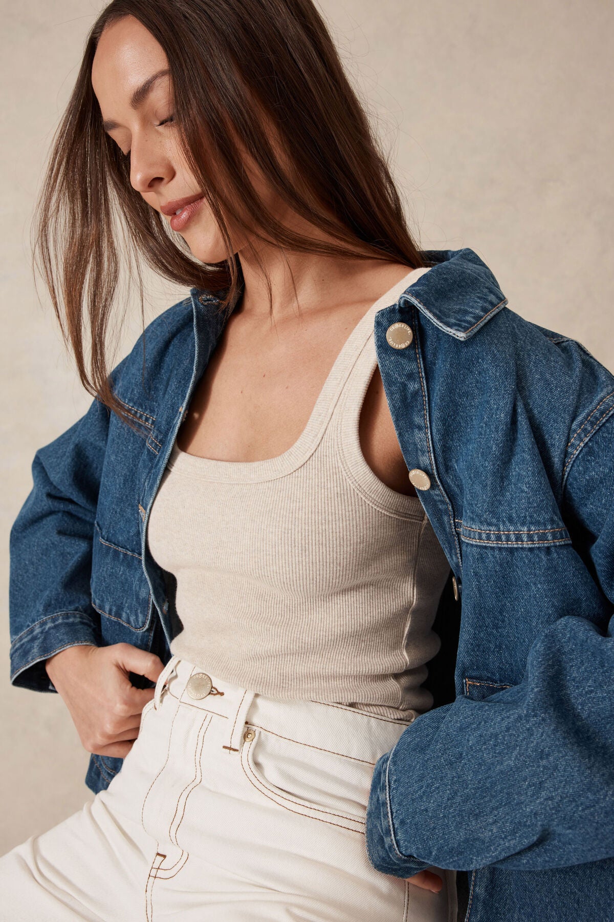 Square Neck Contour Rib Tank