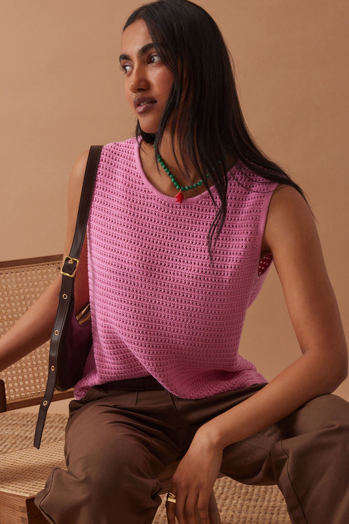 Mesh Knit Tank - Hibiscus Pink