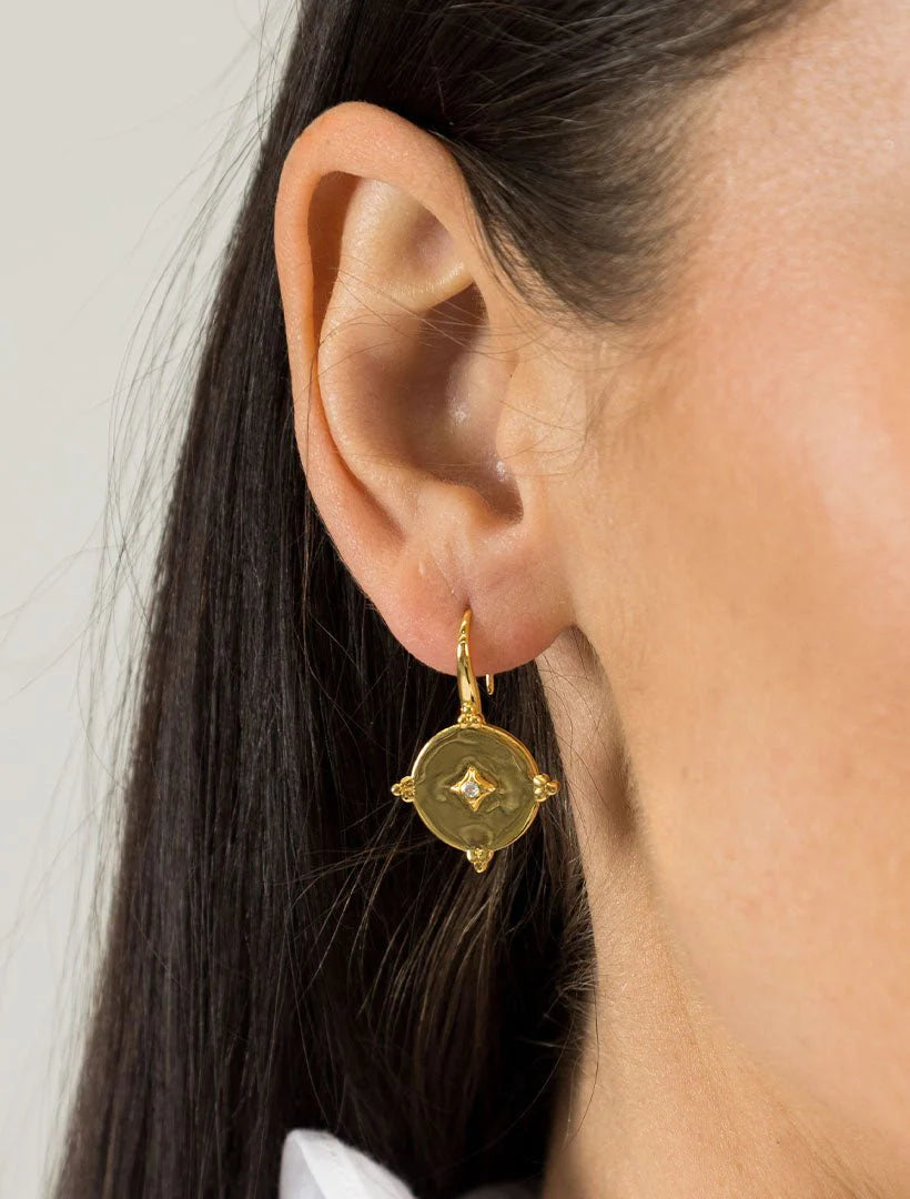 Lucienne Gold &amp; Crystal Hook Earrings
