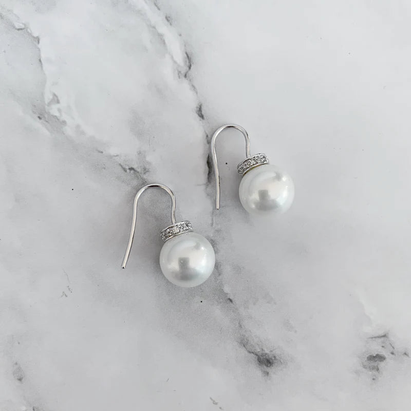 Sybella White Barque Pearl Earrings